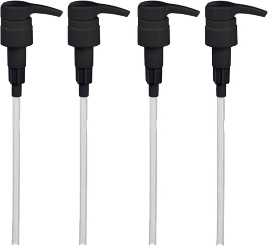 Universal Shampoo/Conditioner Dispenser Pump for Bottles, Leak Proof, Pump Top (Black - Pack of 4)