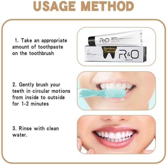 R&O Ageratum Whitening Toothpaste with Bamboo Charcoal, 3.53 oz - Removes Stubborn Stains, Great for Teeth Whitening, Reduces Plaque, Promotes Oral Health with Long - Lasting Fresh Breath (1 Tube)