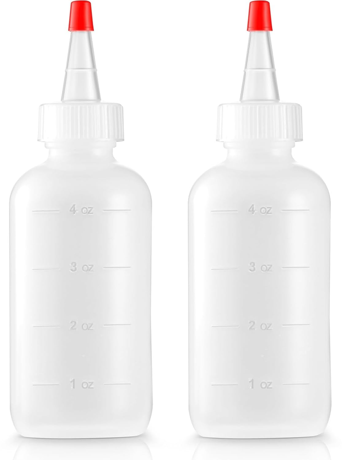 Soft Squeeze Hair Applicator Bottle for Hair Treatment, Scalp Oil, Root, Color, 4 Ounce Translucent with Measuring Scale and Cap, BPA Free, 2 Pack