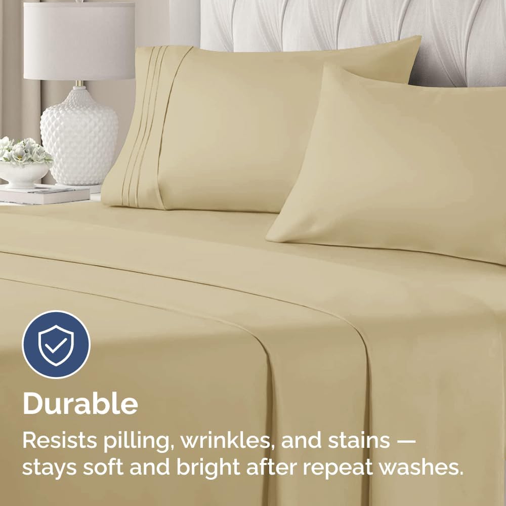 King Pillow Cases Set of 2 - Ultra Soft Hotel Quality Pillowcase Covers - Comfy, Cozy & Wrinkle Free - Shrinkage, Stain and Fade Resistant - Machine Washable Pillow Protectors - 2 Piece Set - Beige