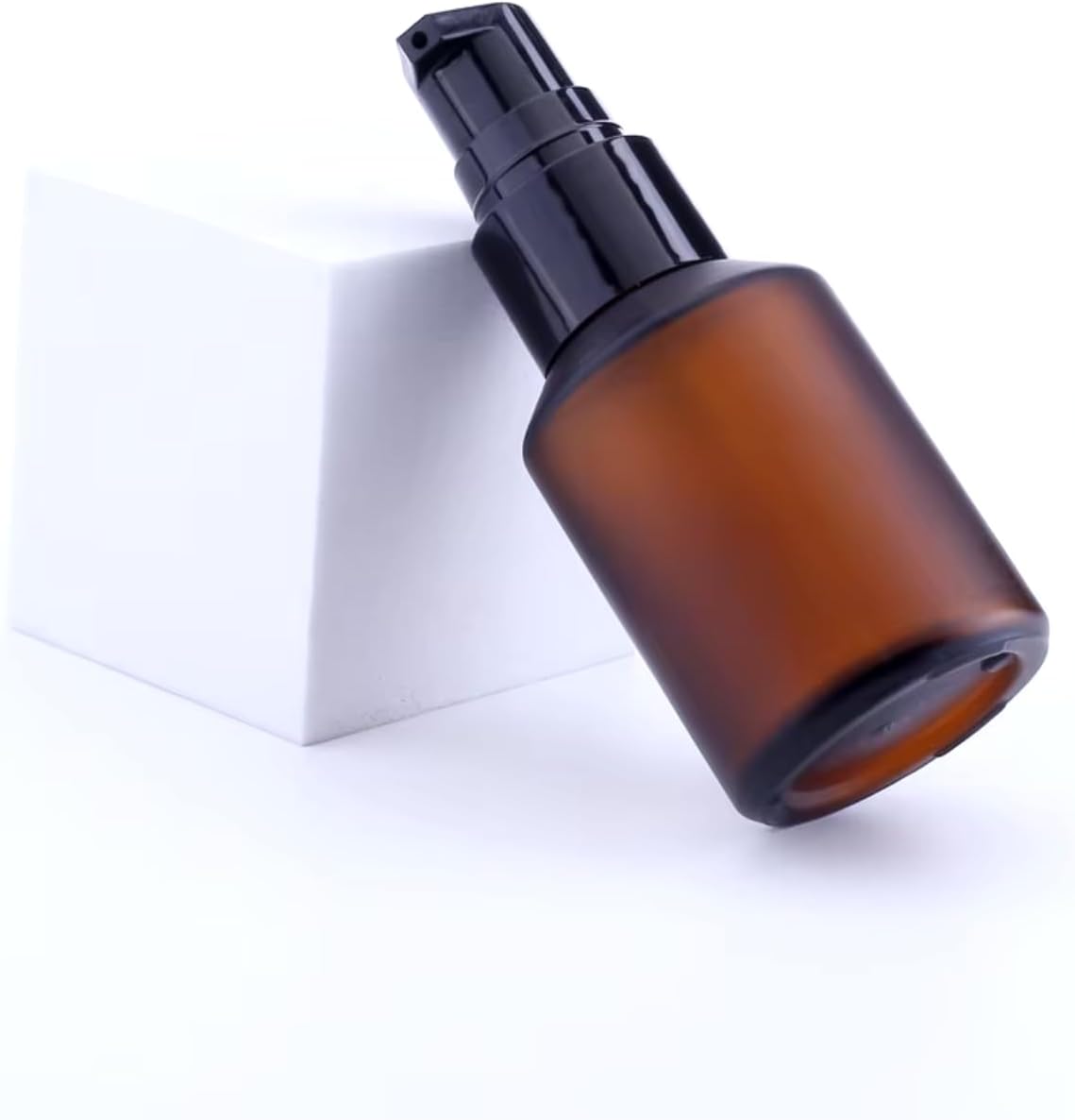 15 ML Empty Brown Refillable Glass Lotion Pump Bottle - Cosmetic Sample Container with Black Plastic Pump Head - Ideal for Creams, Serums, Emulsions, Travel Packing, and Beauty Gels