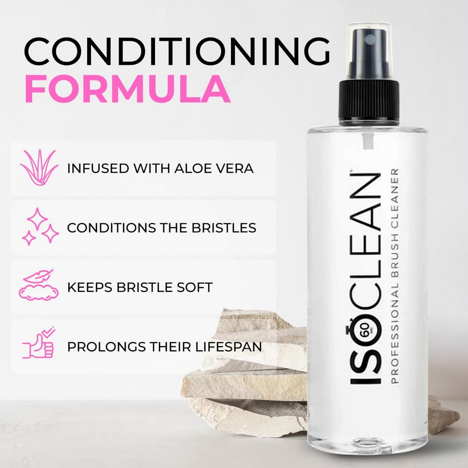 ISOCLEAN Professional Brush Cleaner 9 fl oz - Spray Top Makeup Brush Cleaner for Cosmetic Tools, Cleans Bristles, Scented No-Rinse Formula Dries in 60 Seconds, Vegan, Not Tested on Animals