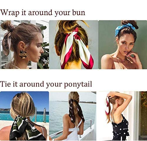 Hair Scrunchie Scarf Bow Scrunchies Chiffon Bandana Scrunchies for Women Girls, 6PCS , 2 in 1 Design, No Hurt, Various Occasions