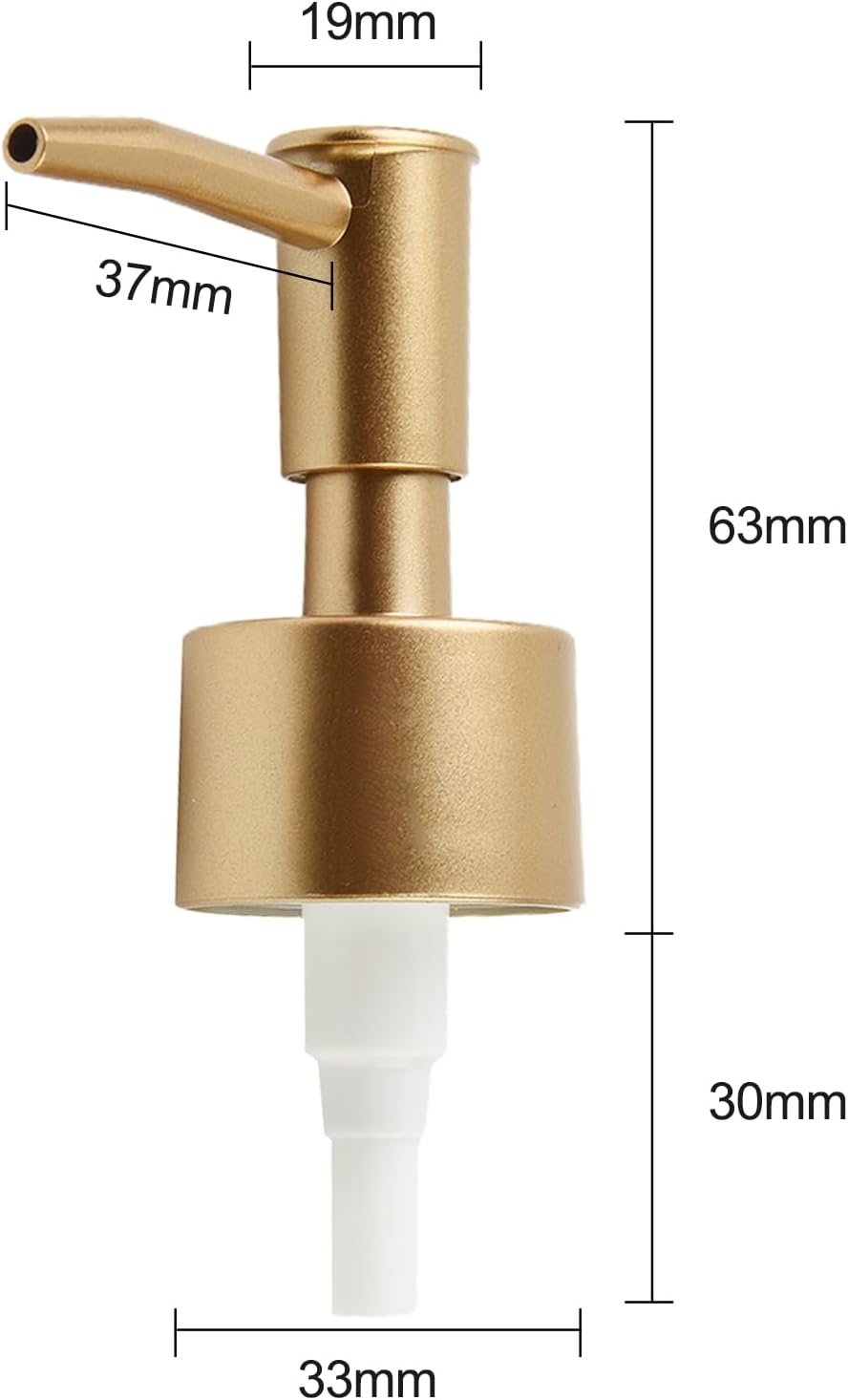 Lotion Soap Dispenser Bathroom Lotion Pump Dispenser Head with Metal Housing Strong Spring Design 28/400 Thread with Smooth Press Design for Cosmetics Skincare Products with 11cm Tube(Matte Gold)