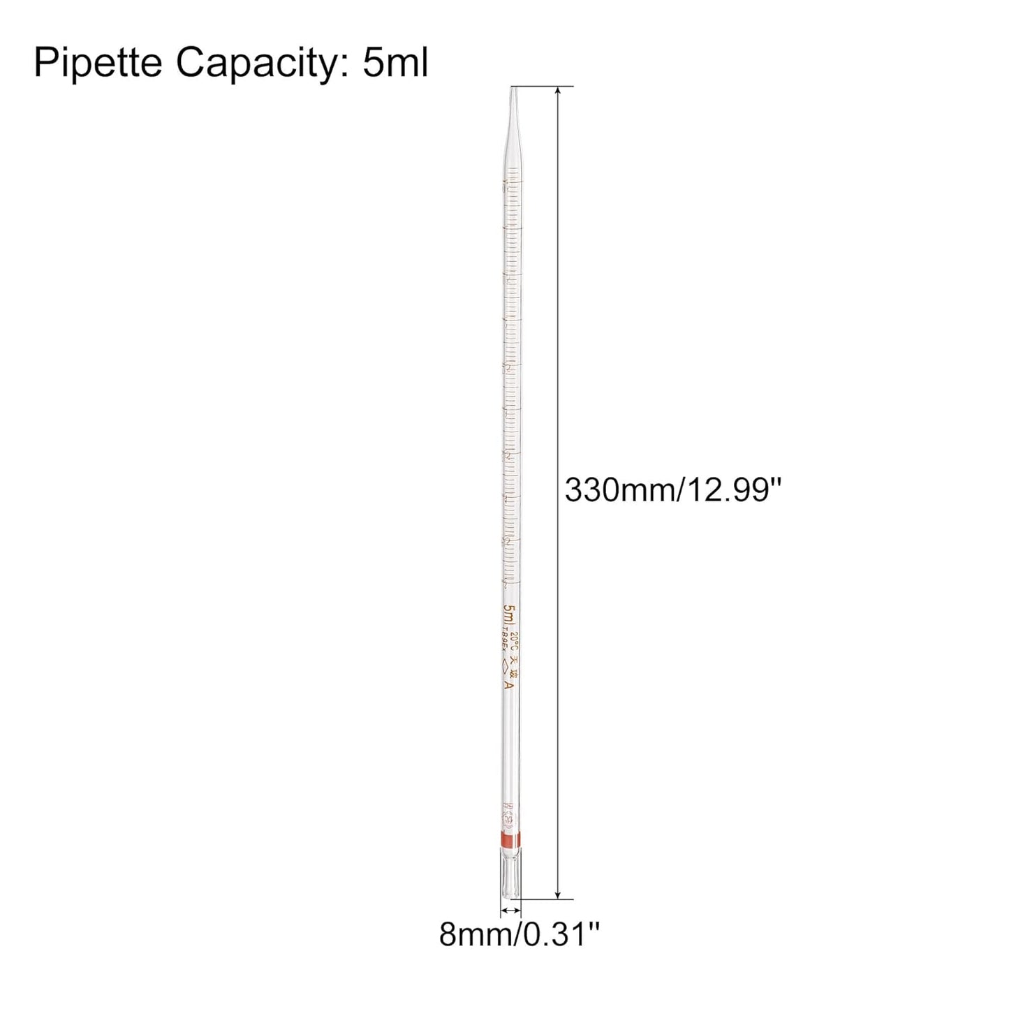 PATIKIL Graduated Dropper Pipettes, 1 Pcs 5ml Reusable Borosilicate Glass Pipette for Transfer Liquid for Laboratory, Chemistry, Clear