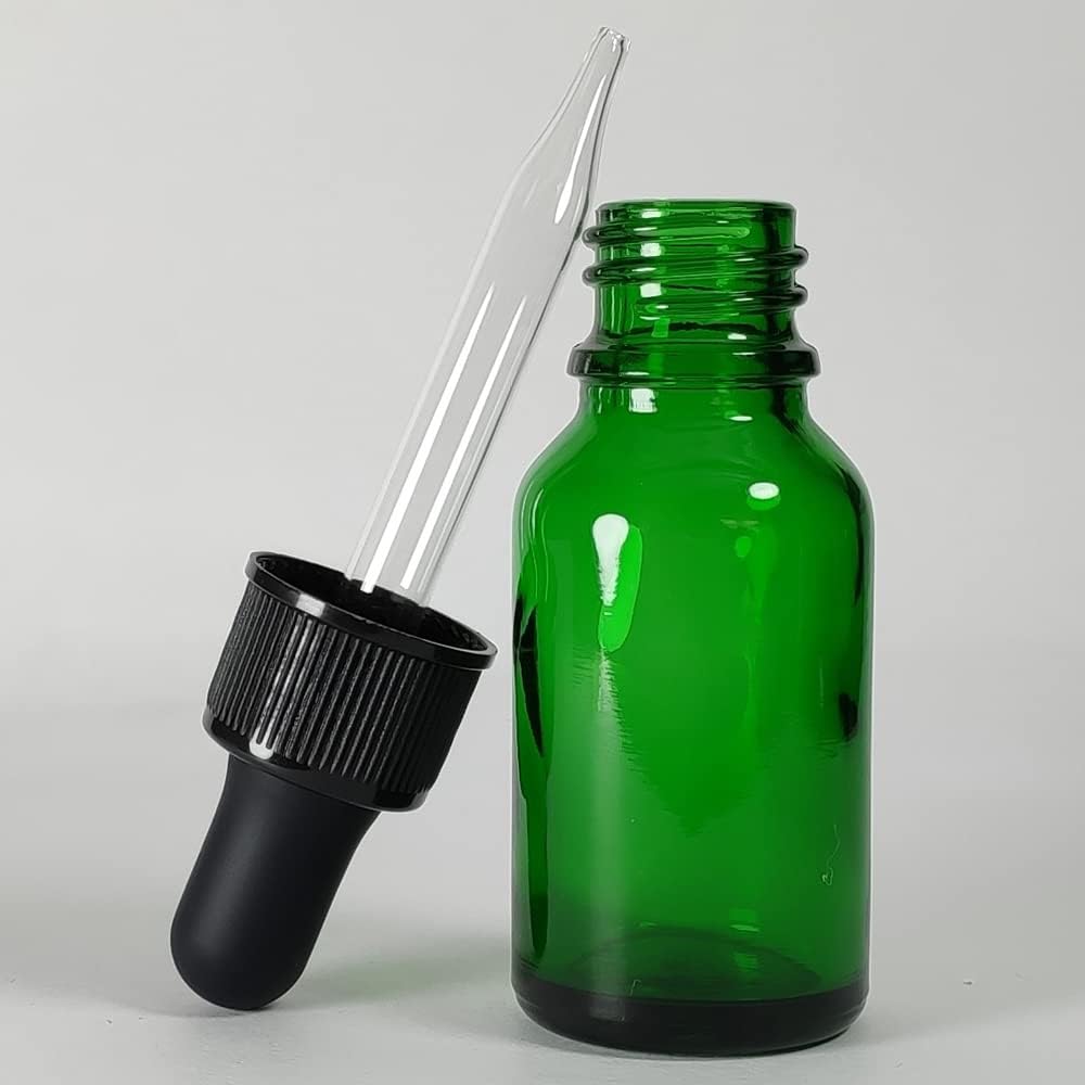 48Pack 15ml (1/2 oz) Glass Dropper Bottle. Essential Oil Bottle With Glass Eye Droppers. For Lab Bottles, Alcohol Bottles And Sterilize Water Bottles (Green)