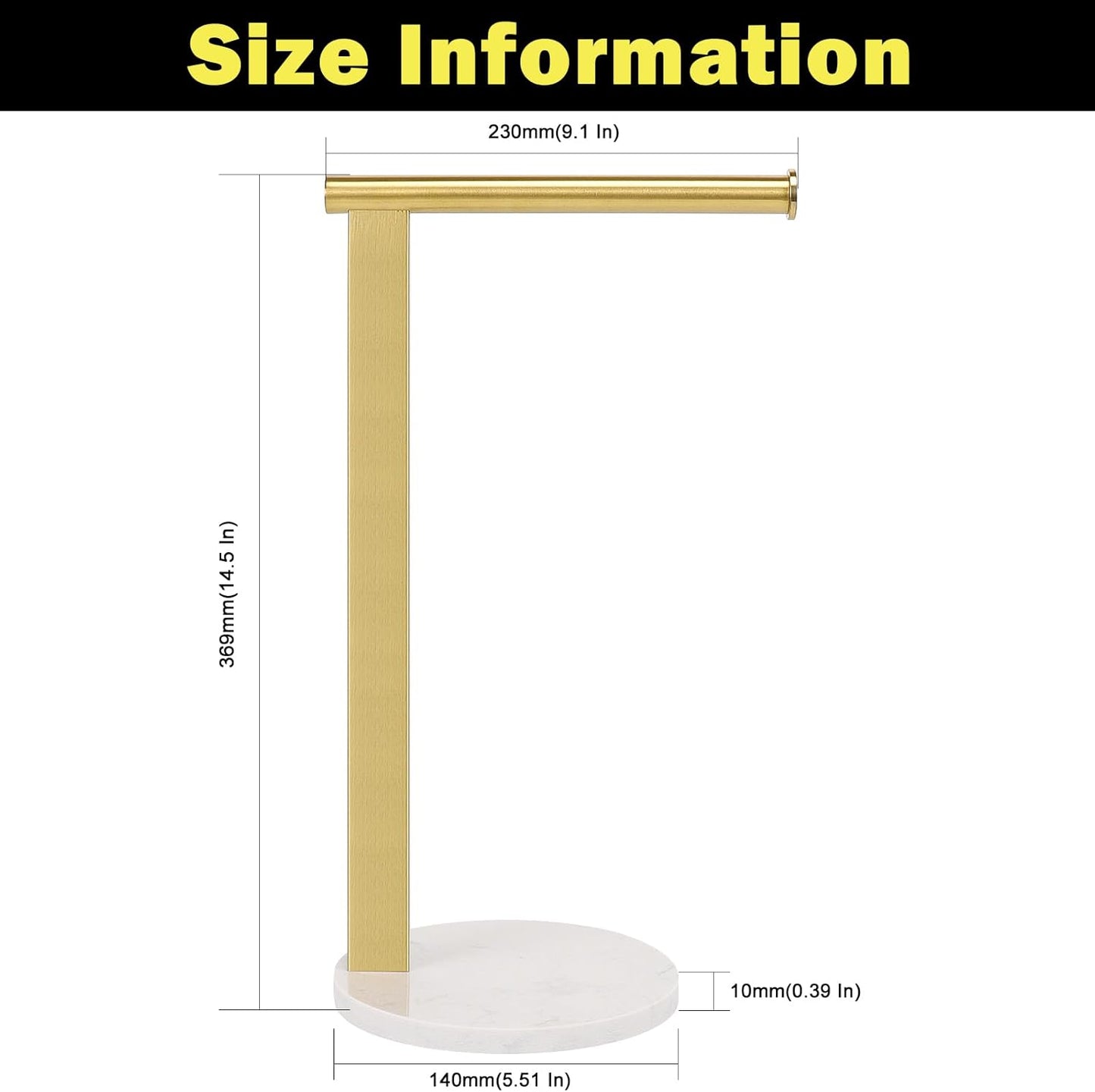 Stainless Steel L-Shaped Hand Towel Holder, SUS304 Bathroom Towel Rack with Thickened Base for Countertop Vanity (Gold)