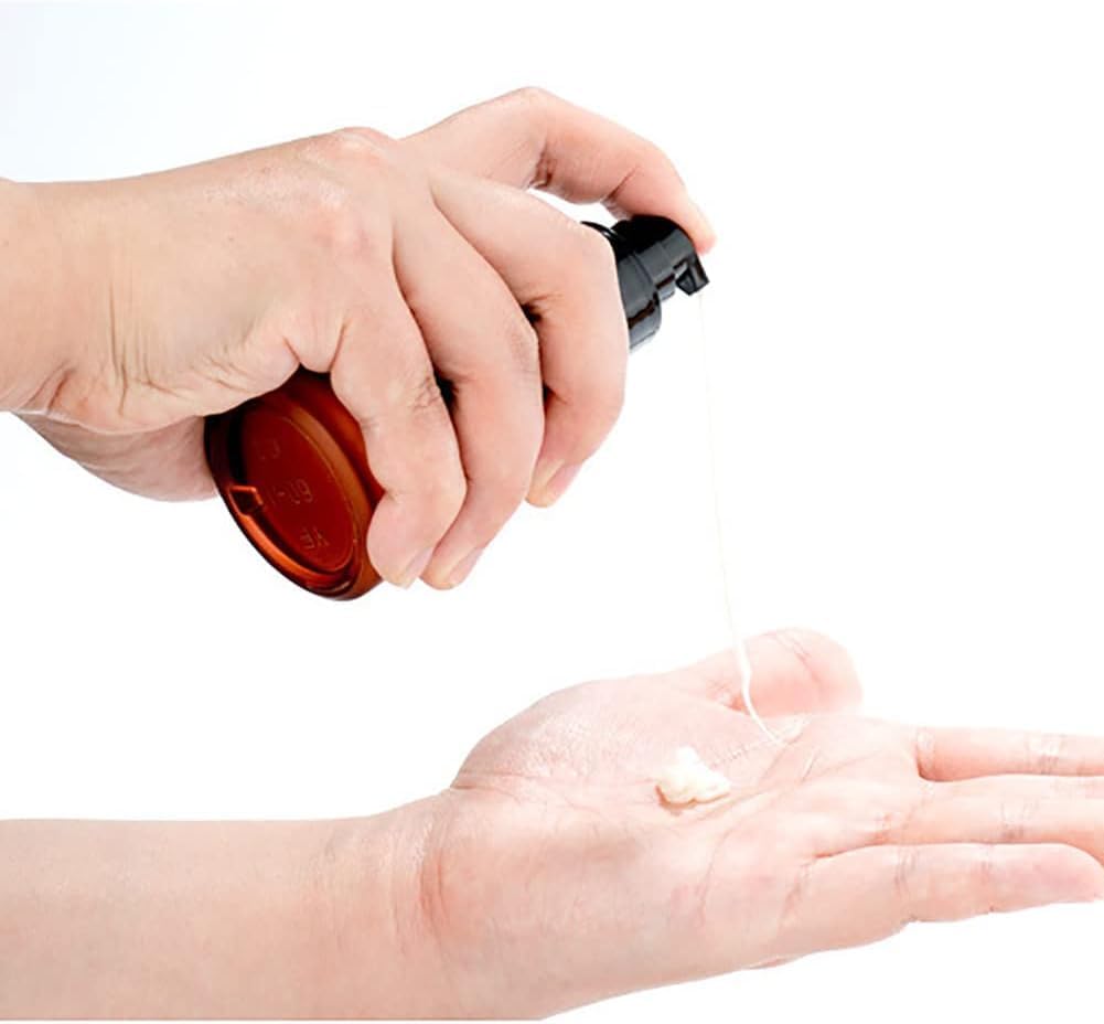 Brown 30ml Frosted Glass Pump Bottles, Empty Refillable Cream Lotion Bottles, Toiletries Liquid Container, Travel Sample Bottles with Cap for Cosmetic Makeup