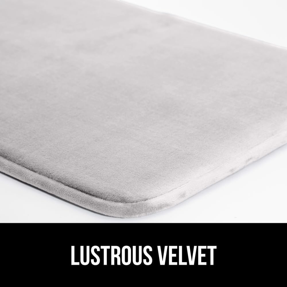 GORILLA GRIP Memory Foam Bath Rugs, Soft Absorbent Velvet Bathroom Mats, Durable Dots on Underside, Machine Washable Bathmat, Carpet Rug Room Decor for Shower Floor, 30x20 Mat, Light Gray