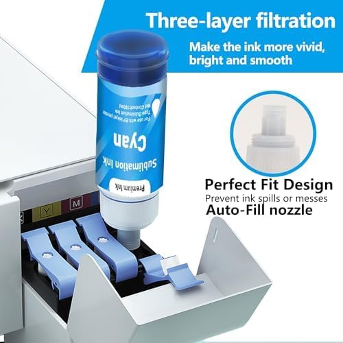 LCL 400ML Sublimation Ink Refilled Bottles Compatible with ET-2400 ET-2720 ET-2800 ET-2803 ET-2760 ET-2820 ET-2850 ET-3710 ET-4760 ET-15000 ST-4000 Inkjet Printers Heat Press Transfer on Mugs T-Shirts