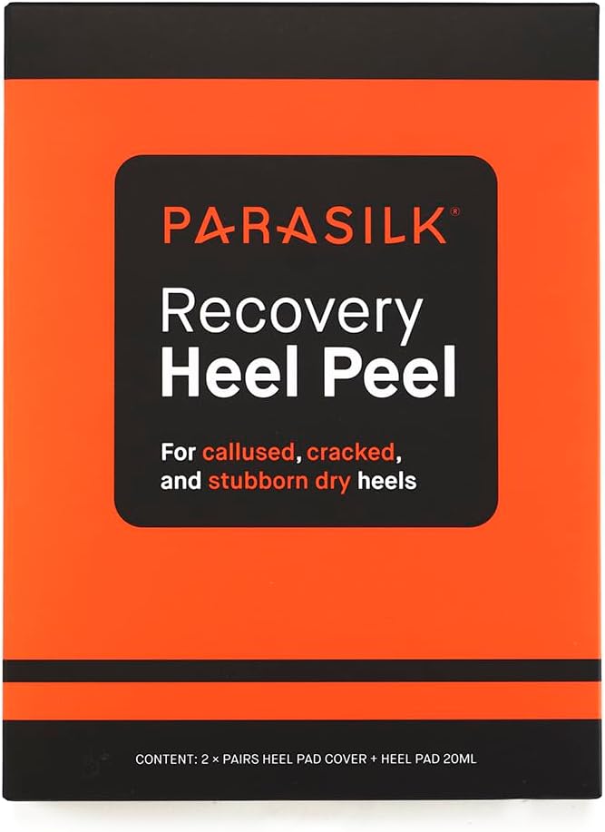 Parasilk Exfoliating Recovery Foot Heel Peel – 2 Pairs - 2 Sets of Exfoliation Gel Heel Pads and 2 Sets of Heel Sock Covers. Targeted Repair for Rough, Dry Skin, Cracked Heels and Feet
