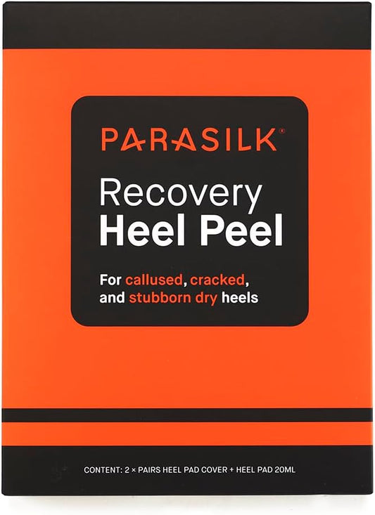 Parasilk Exfoliating Recovery Foot Heel Peel – 2 Pairs - 2 Sets of Exfoliation Gel Heel Pads and 2 Sets of Heel Sock Covers. Targeted Repair for Rough, Dry Skin, Cracked Heels and Feet