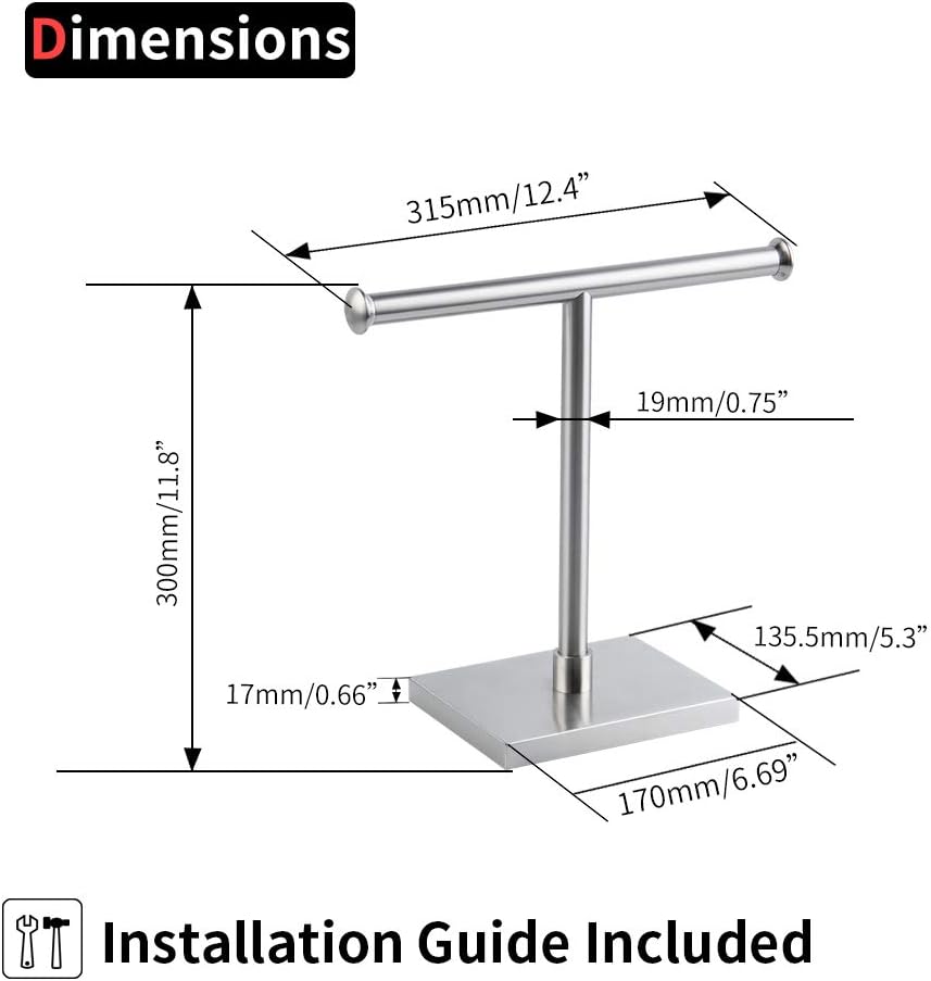 Hand Towel Holder Stand Modern Tree Rack Free Standing for Countertop, SUS 304 Stainless Steel Brushed Finished DZY011-LS