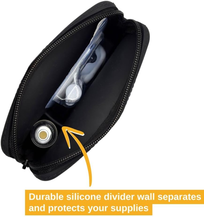 Omnipod Protective Travel Case | Silicone Storage fits an Insulin Vial and One Pod| Diabetic Care Products | Diabetes Supplies Organizer (Black)