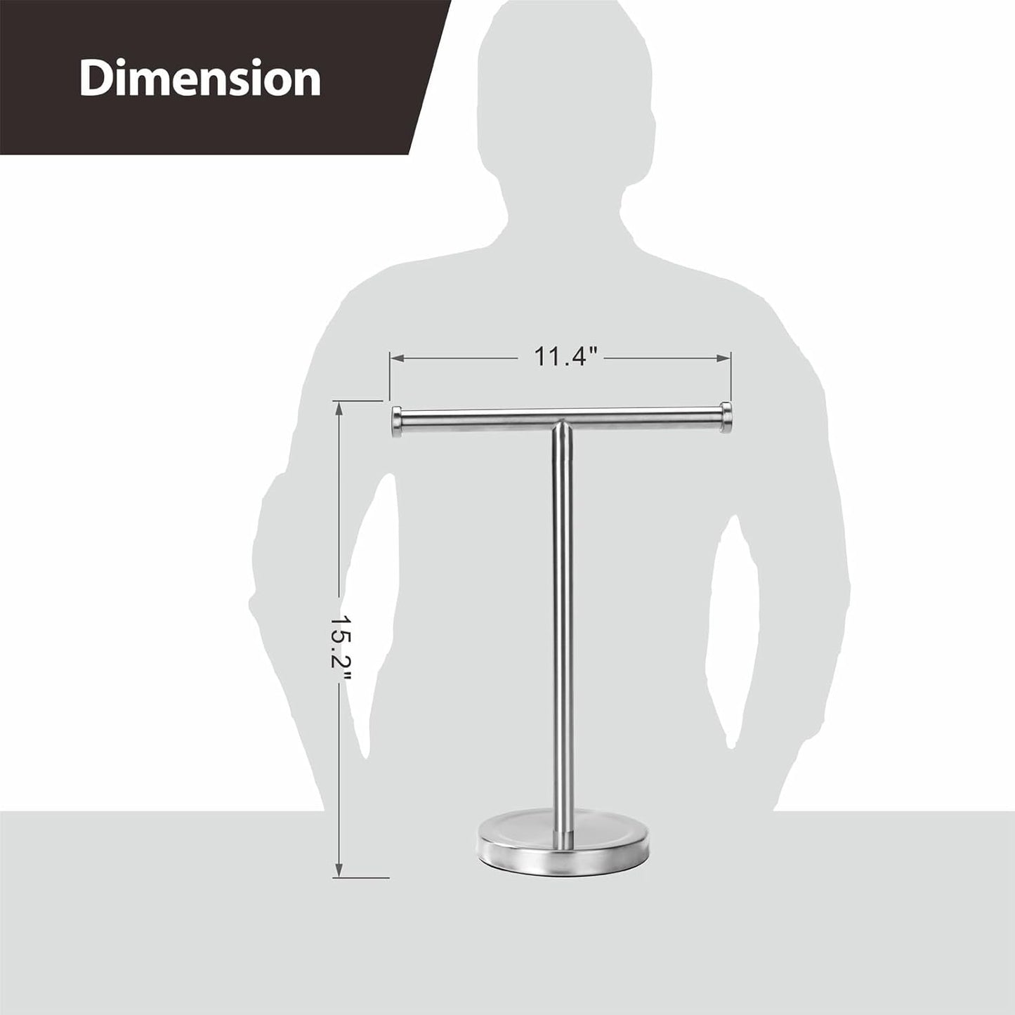 Hand Towel Holder Stand with Heavy Base, Hand Towel Rack for Bathroom (Stainless Steel, Brushed Nickel)