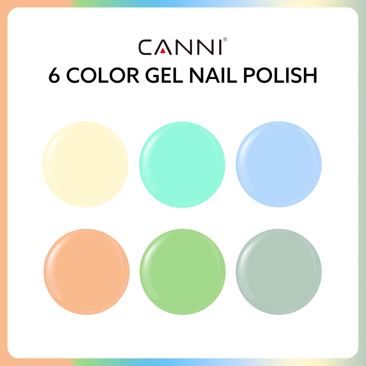 CANNI 6Pcs 9ml Pastel Gel Nail Polish Set- Yellow Green Blue Gel Polish Kit Candy Colors DIY at Home Salon Christmas New Year's Gifts for Girls