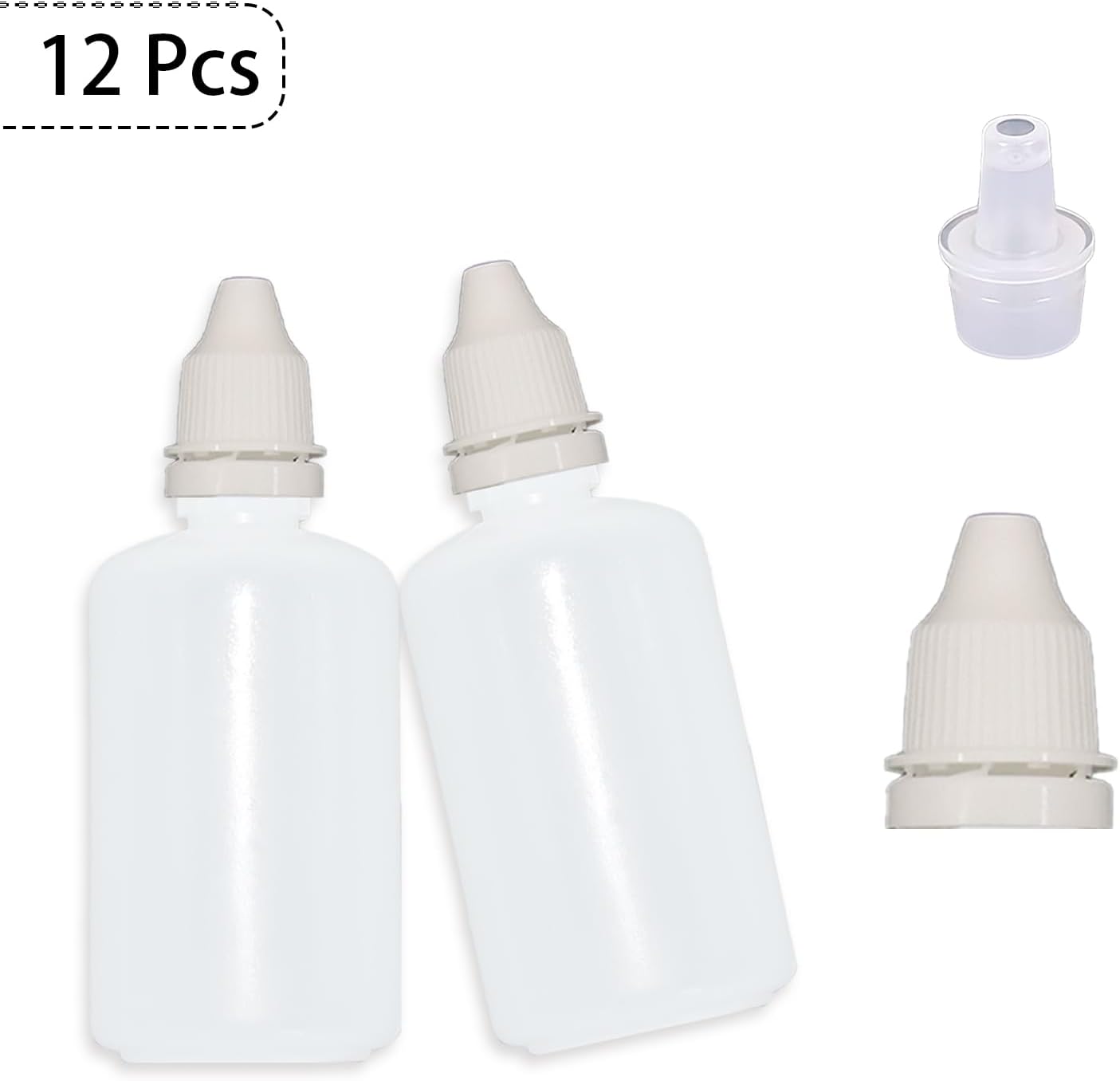 12 Pcs Dropper Bottles, 50ml/1.7 oz Empty Squeezable Small Mouth Dropper Bottle, Liquid Dropper Bottle with White Cap