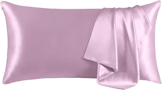 THXSILK 100% Mulberry Silk Pillowcase for Hair and Skin, Grade 6A+ Mulberry Silk Pillow Case, Natural Silk Pillow Case Cover with Zipper, 1pc(California King Size 20"x40", Light Purple)