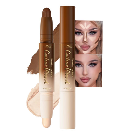 evpct Nuetral Nude & Beige Cream Contour Stick Face Body Makeup Dual Ended, no Transfer Waterproof 2 in 1 Cream Concealer Stick Contouring Makeup, Nose Contour Bronzer Sticks Face Highlighter Make up