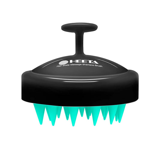 HEETA Scalp Massager Hair Growth, Soft Silicone Scalp Scrubber Shampoo Brush for Exfoliation, Dandruff Removal Head Massage Stress Relax, Wet & Dry Use for Thick Thin Curly Hair Care, Turquoise Black