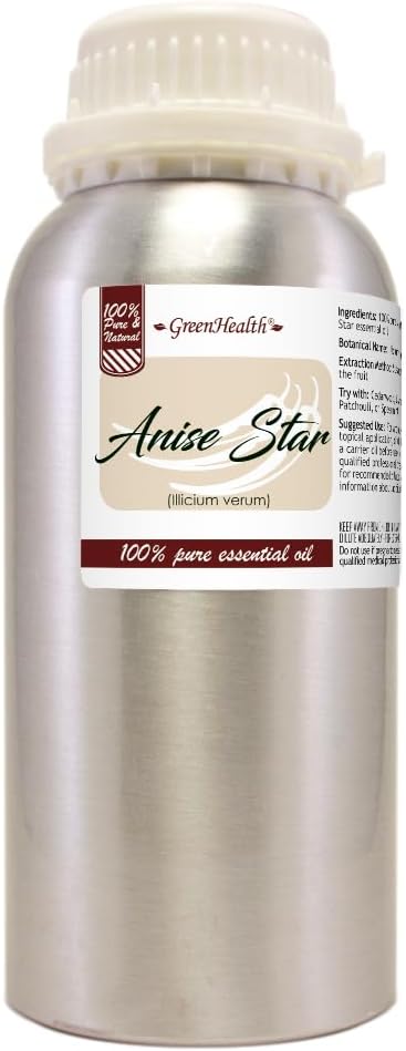 Anise Star Essential Oil 16 oz – 100% Pure & Uncut – Bulk Star Anise Oil for Diffuser, Aromatherapy & DIY – Aluminum Bottle – GreenHealth