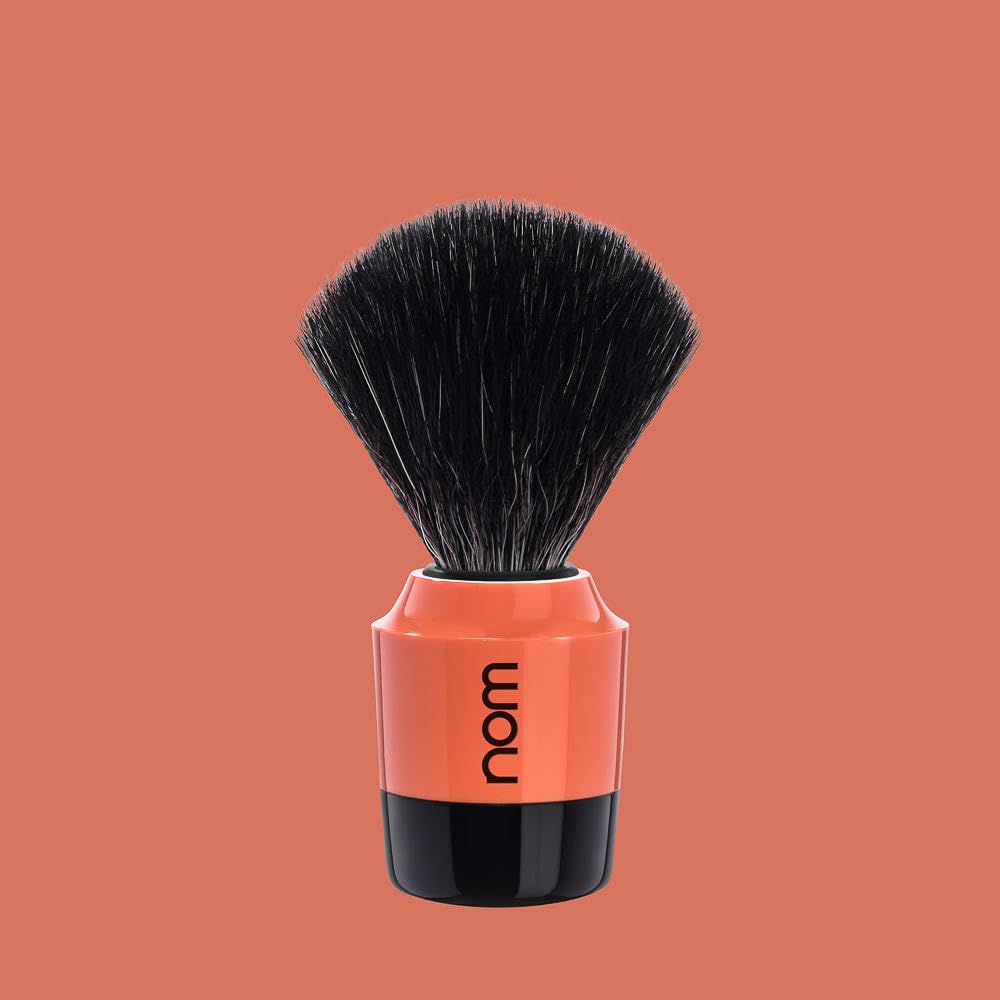 NOM Marten shaving brush | Vegan Shave Brush for Shaving soaps and creams | sustainable eco-friendly and reusable | exfoliating shaving brush | Coral Handle