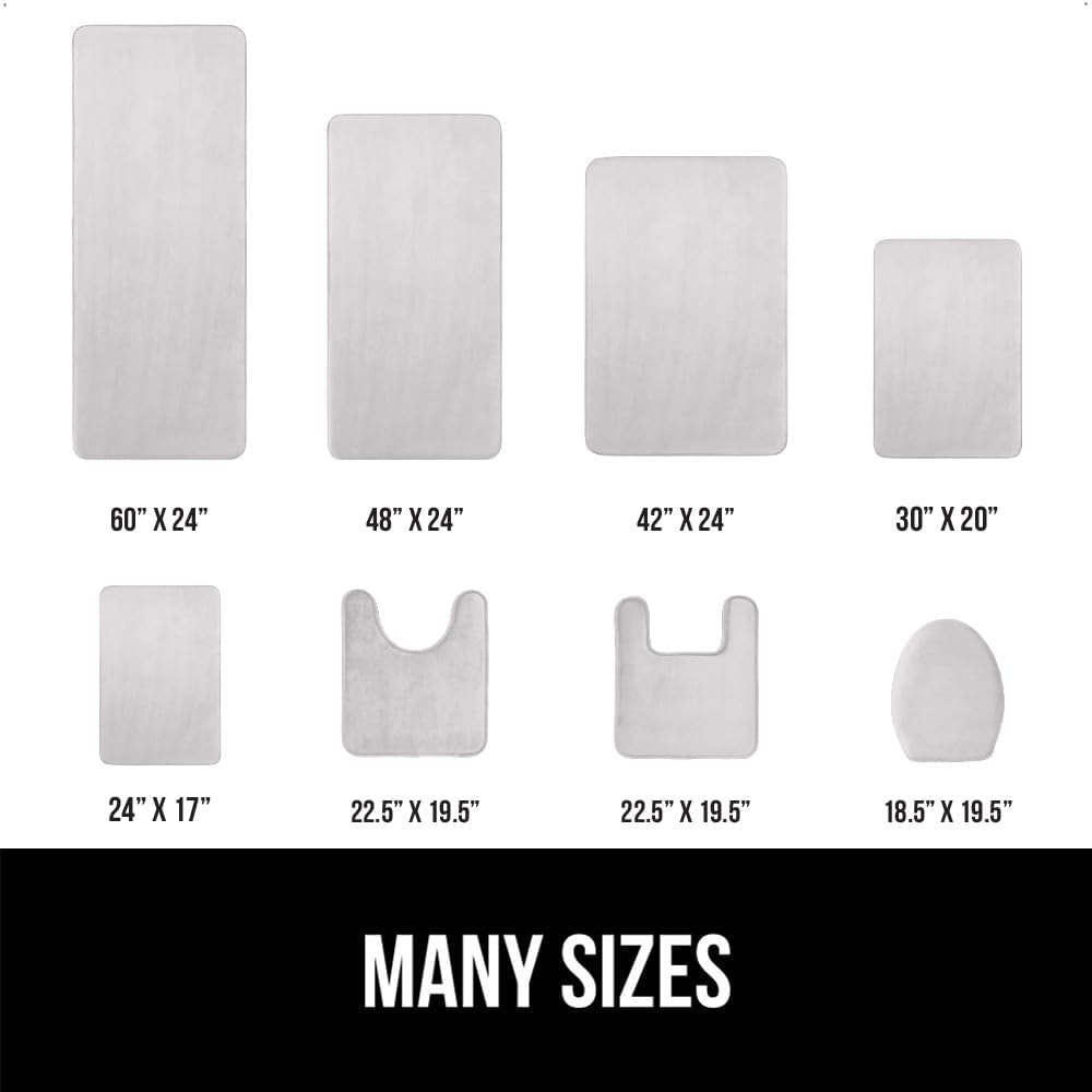 GORILLA GRIP Memory Foam Bath Rugs, Soft Absorbent Velvet Bathroom Mats, Durable Dots on Underside, Machine Washable Bathmat, Carpet Rug Room Decor for Shower Floor, 36x24 Mat, Light Gray