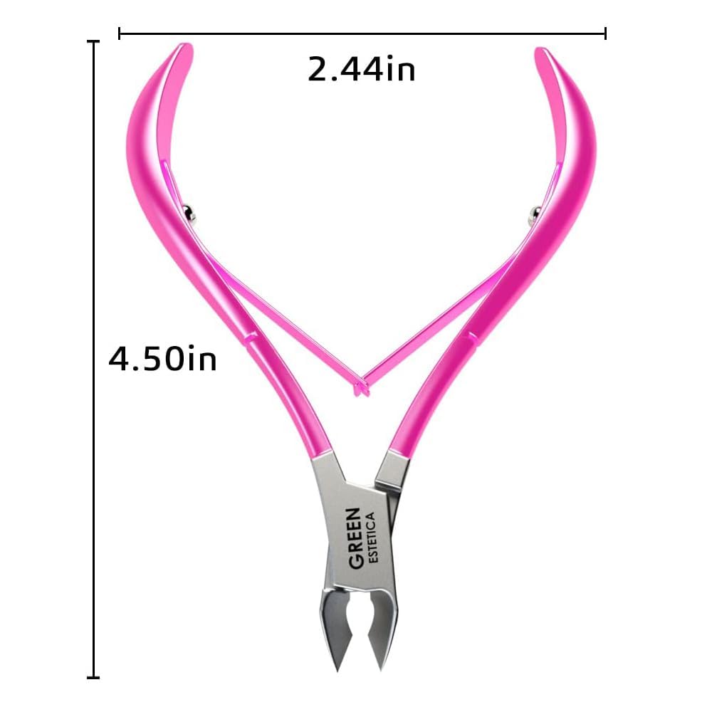 Professional Cuticle Trimmer Nail Cuticle Cutter Stainless Steel Cuticle Nippers with Sharp Blades of Cuticle Remover Clippers Manicure Tools Double Spring - Pedicure Nail Tools (Pink - 4 Pack)
