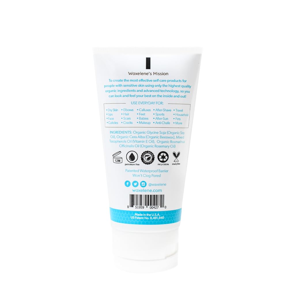 Waxelene Multipurpose Ointment Travel Tube, Organic Aerated Balm the Petroleum Jelly Alternative Soothing Botanical Eczema Dry Skin Face Moisturizer