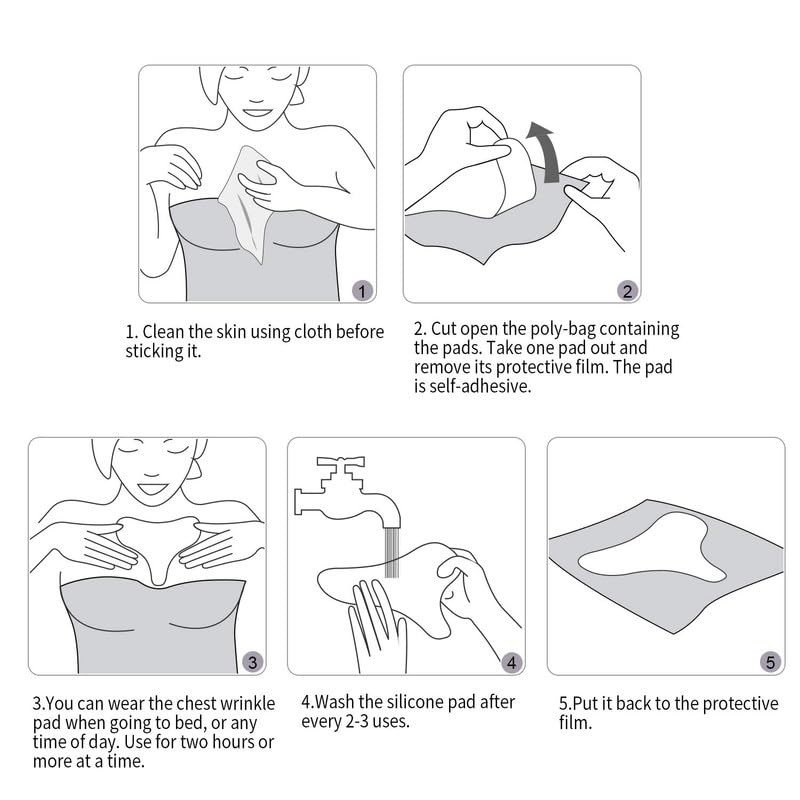 Chest Wrinkle Patches - Reusable Silicone Décolletage Pads for Side Sleeping, Anti Chest Wrinkles, Overnight Cleavage Smoothing Patches for Neck and Chest Care, Washable and Reusable, 2 Pcs