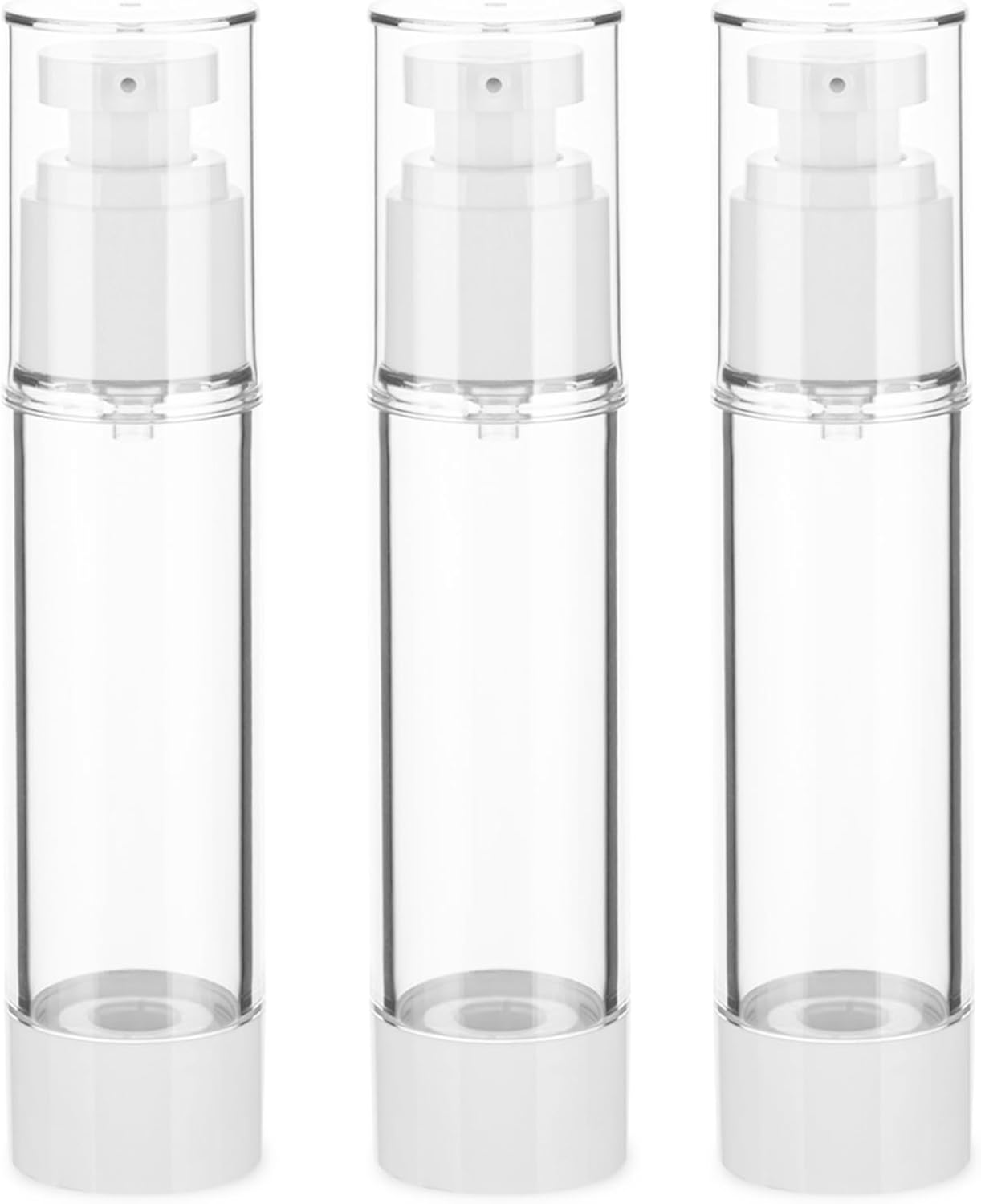 1.7OZ/50ML Clear Airless Pump Bottles, Lotion Dispenser Travel with Pump, Vacuum Plastic Travel Size Lotion Bottle for Foundation, Creams, Cosmetic(3 Pack)