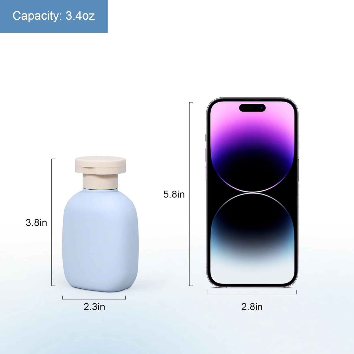 3.4 oz Travel Bottles, Empty Plastic Squeeze Containers With Flip Cap for Toiletries, Leakage-proof Essentials Conditioner (4 Pack, Blue)