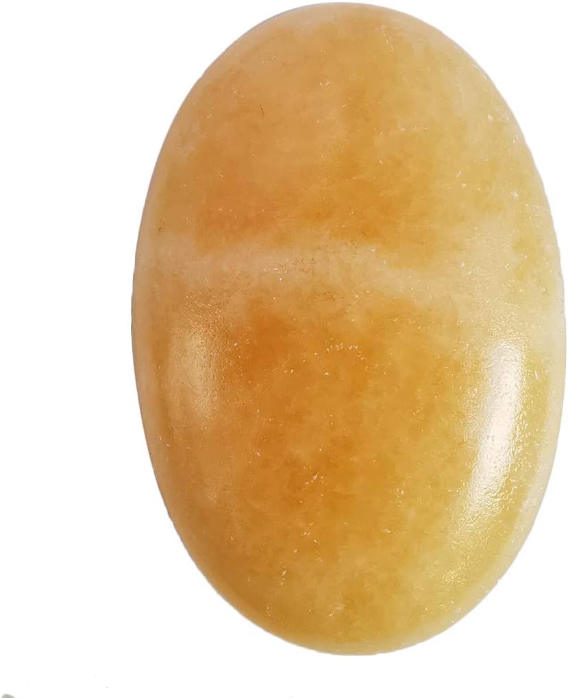 Natural Ice Yellow Jade Oval Polished Worry Stones, Healing Crystal Indoor Fountain Stones Massage Energy Anxiety Relief Items
