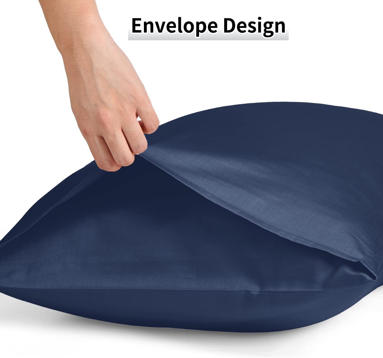 Warmstar Cotton Pillow Cases King Size Set of 2, 600 Thread Count Pillowcases 20x36 Inches, Soft Long Staple Cotton Pillowcases Breathable with Envelope Closure,Navy Blue