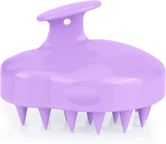 FREATECH Hair Scalp Massager Shampoo Brush with Soft Silicone Bristles for Scalp Care and Hair Growth, Shower Head Scalp Scrubber Exfoliator for Dandruff, Wet & Dry for Men, Women and Kids, Purple
