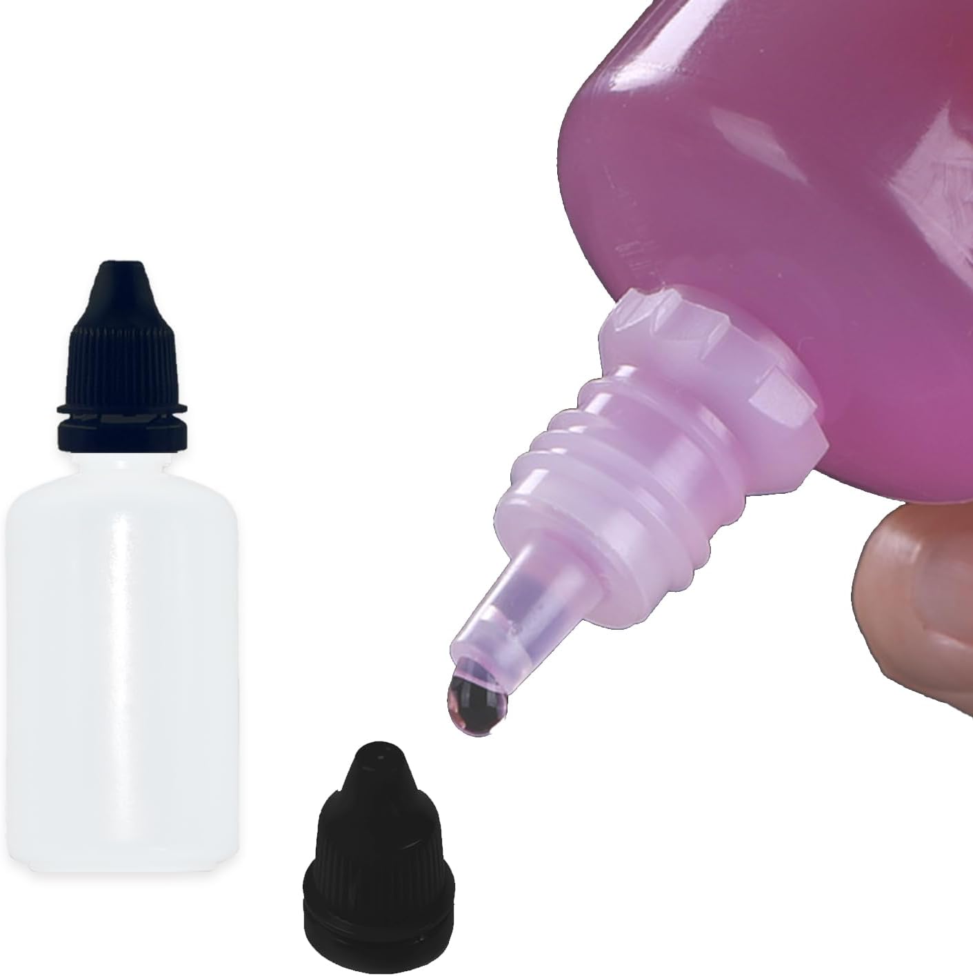 12 Pcs Dropper Bottles, 50ml/1.7 oz Empty Squeezable Small Mouth Dropper Bottle, Liquid Dropper Bottle with Black Cap