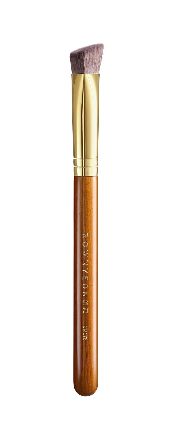 Desert Oak Series Triangular Contour Brush - Angled Synthetic Bristles for Cream/Liquid/Powder, Luxe Bubinga Handle & Brass Ferrule (CM 178)