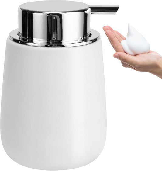 Soap Foaming Dispenser Ceramic with Easy-to-Press Pump Hand Foam Dispenser for Shampoo Bathroom Kitchen 12 oz