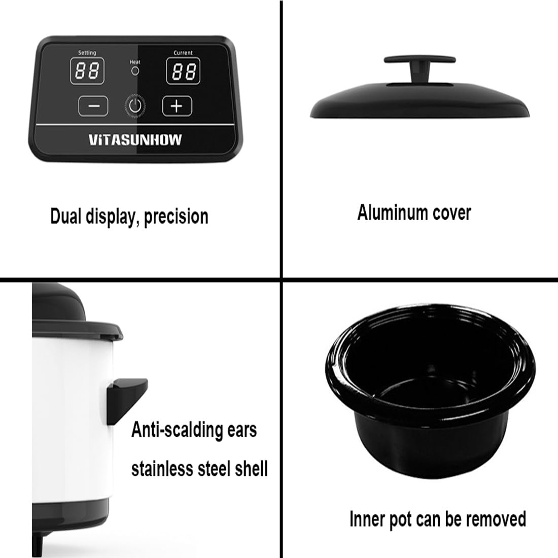 Massage Stones Warmer Hot Stone Heater - 6 Quart Adjustable Temperature Control Heating Device (KA-6QD)