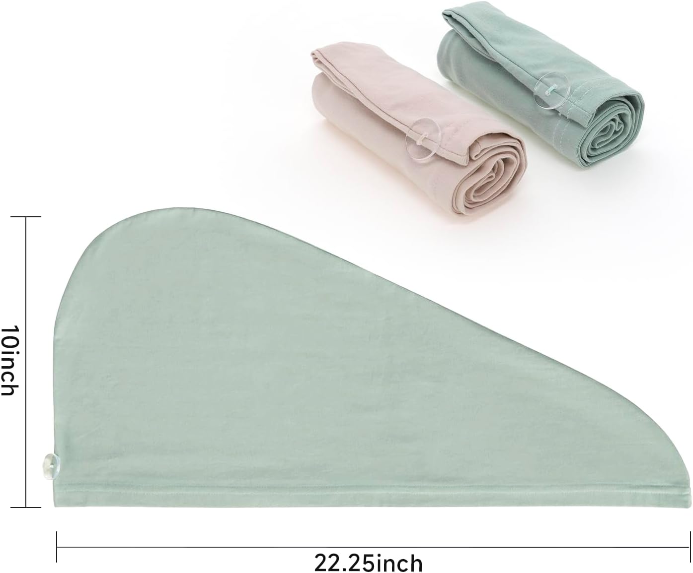 2 PCS Tee Shirt Drying Wrap, Frizz Free, Soft & Lightweight&Flexible, Hair Drying Turban, Gentle Drying Towel Wrap with Button, for Long Hair (Sage&Pink)