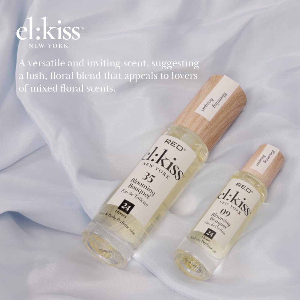 EL:KISS Hair Perfume & Body Mist, Blooming Bouquet Inspired by Miss D. Eau de Toilette 30mL (1.01 Fl Oz), Hydrating & Long-Lasting, Alcohol & Mineral Oil-Free, With Jojoba, Argan Oil & Aloe Vera