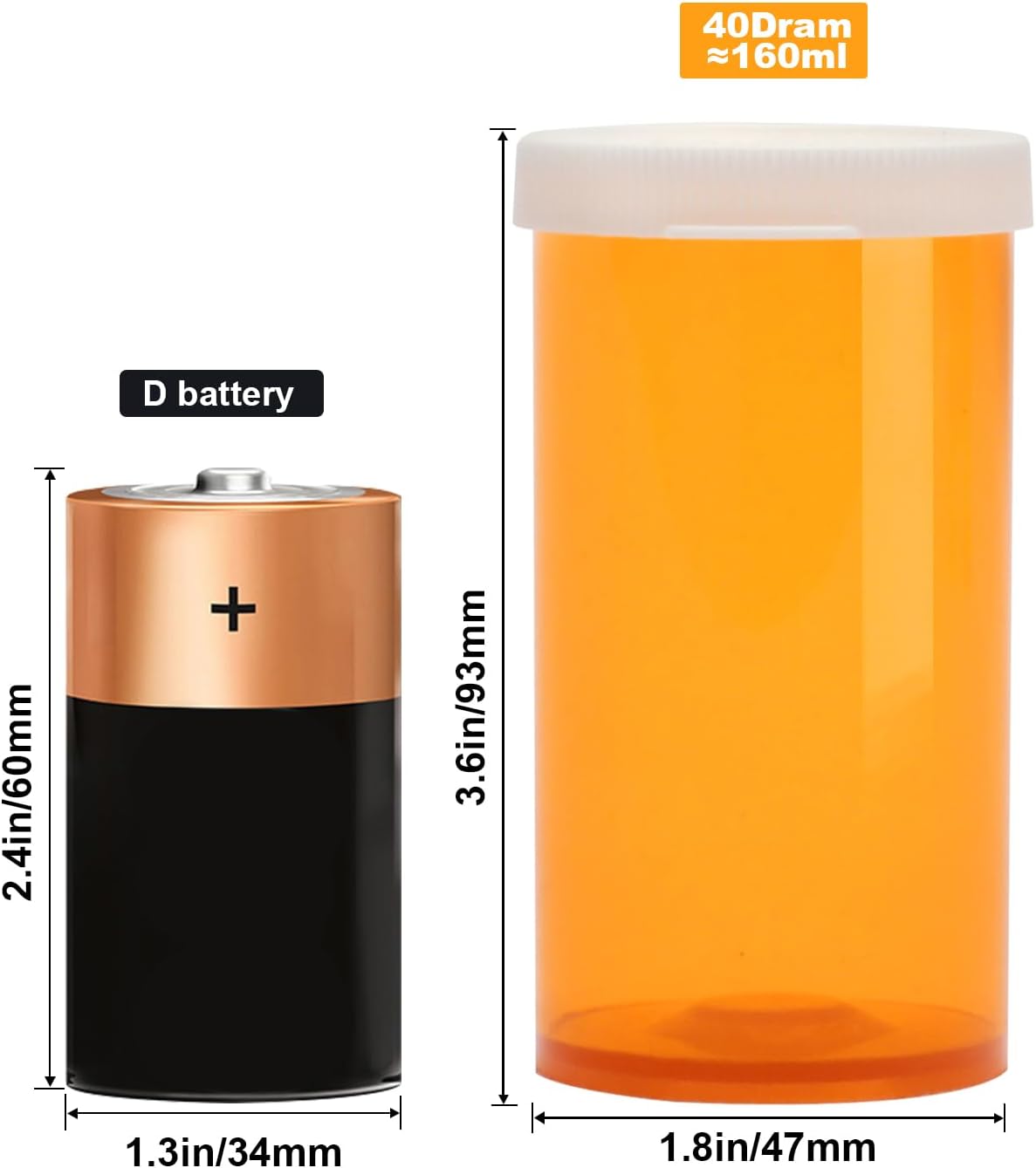 Empty Plastic Pill Bottles with Easy Open Caps (Not Child Resistant), Prescription Medication Vials, Clear Containers Pill Cases Dispenser Organizers (12pcs, 40 Dram)