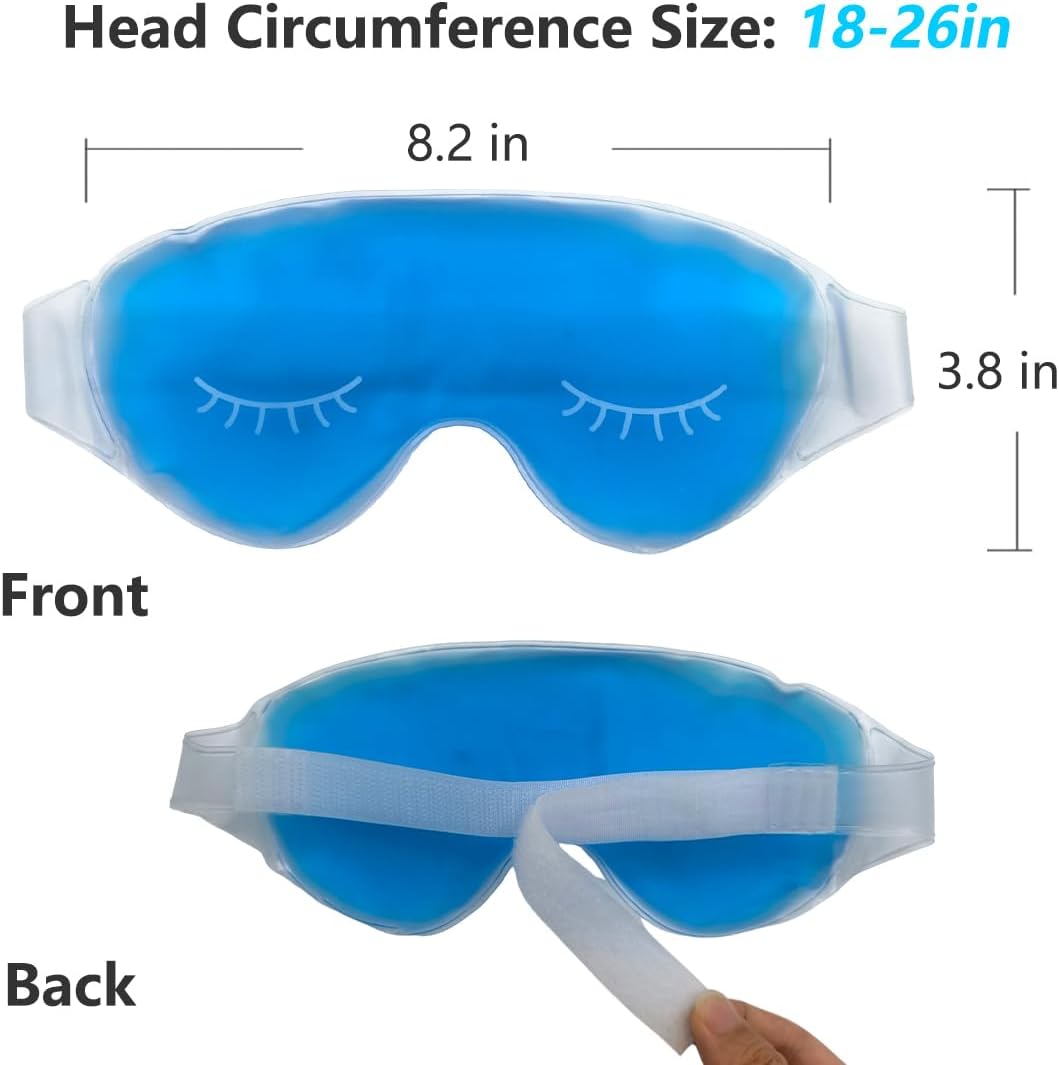 Cooling Eye Mask, Reusable Cold Eye Mask for Hot Cold Treatment for Eye Strain, Eye Swelling, Eye Redness, Puffy Eyes, Dark Circles, Smooth Fine Lines and Eye Recover Surgery. 2 Packs (Blue)