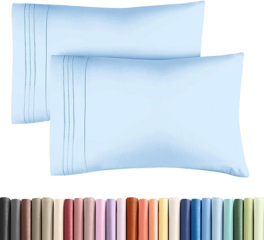 King Standard Pillow Cases Set of 2 - Soft Hotel Quality Pillowcase Covers - Comfy, Cozy & Fade Free - Wrinkle Resistant - Machine Washable Pillow Protectors - 2 Piece Set - King Standard Light Blue