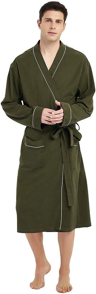 U2SKIIN Mens 100% Cotton Robe Lightweight Knit Bathrobe