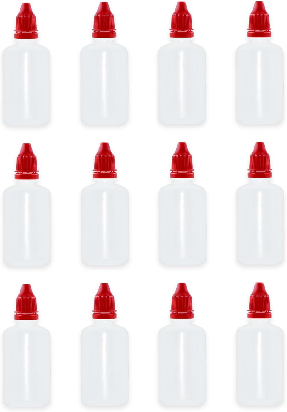 12 Pcs Dropper Bottles, 50ml/1.7 oz Empty Squeezable Small Mouth Dropper Bottle, Liquid Dropper Bottle with Red Cap