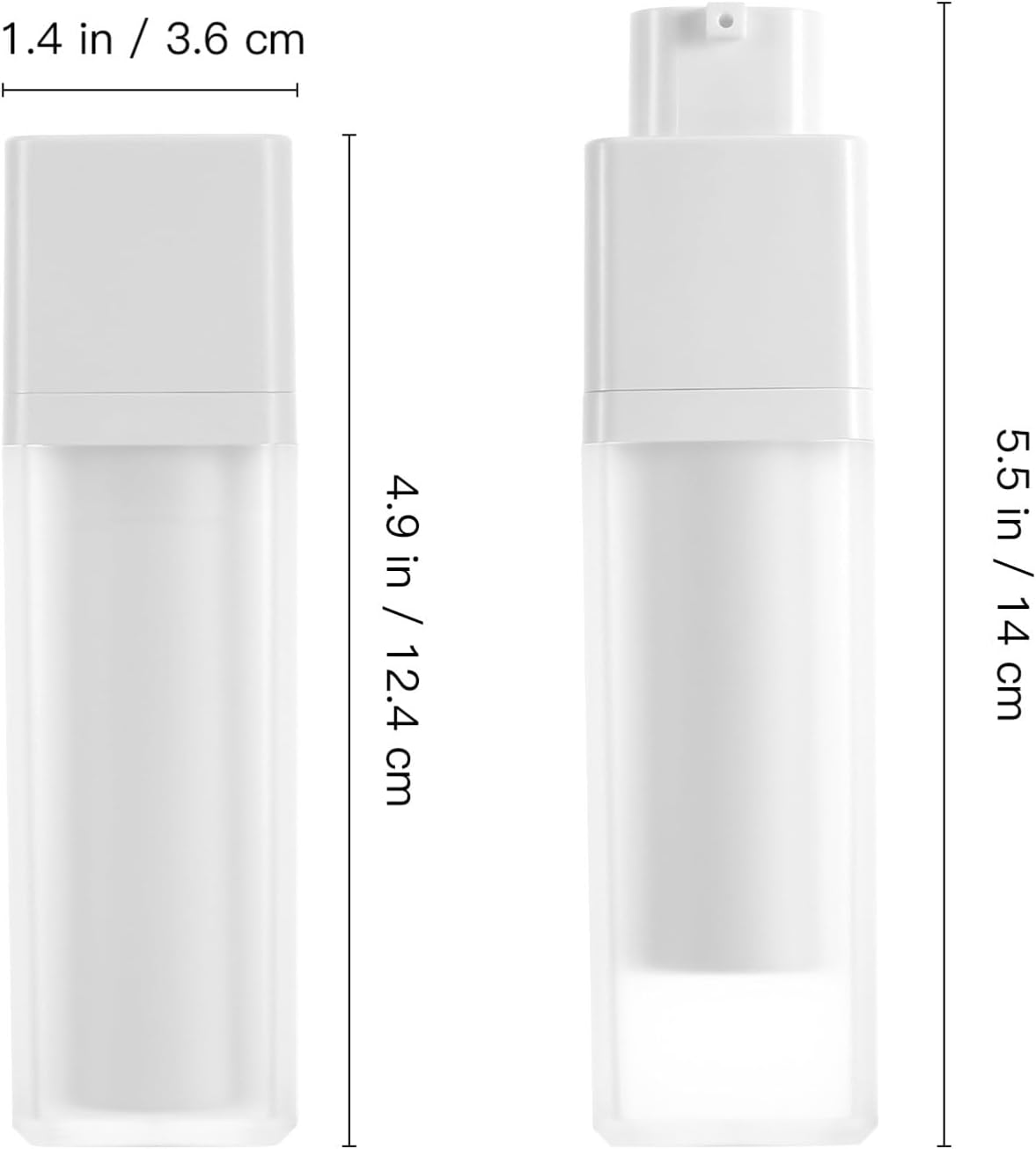 Beaupretty Frosted Travel Pump Bottle Set - 3Pcs Refillable Airless Cosmetic Dispensers for Lotion Shampoo and Body Wash - Portable Leak-Proof Design (4.88 X 1.41 Inch) (Pack of 2)