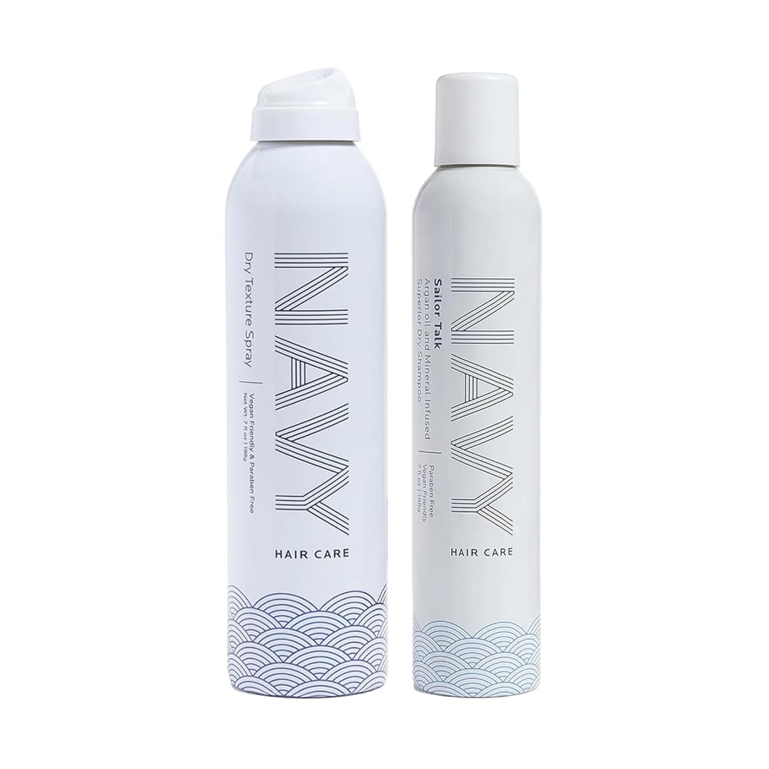 NAVY HAIR CARE Dry Texture Spray + Sailor Talk Dry Shampoo for Oily Hair | Achieve Fuller Looking Hair + Infused with Argan Oil to Prevent Hair Breakage | 7 oz each