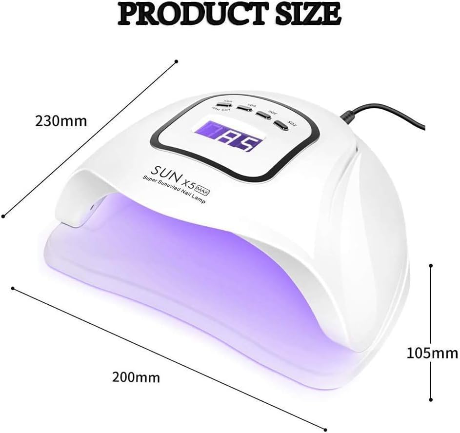 UV LED Nail Lamp 150W, Professional Nail Dryer Gel Polish Light, UV Nail Light with 4 Timer Setting, Nail Polish Curing Gel LED Dryer, Professional Nail Art Tools with Automatic Sensor (X5)