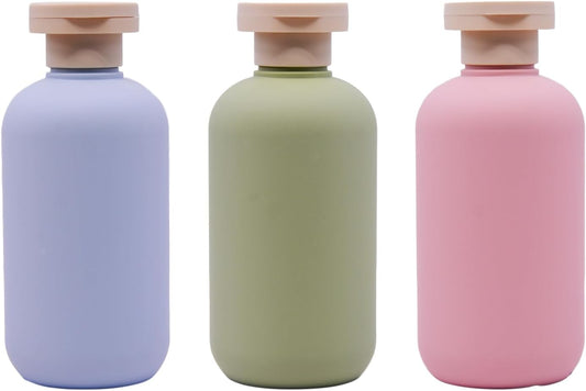3-Pack Leakproof Travel Bottles - 6.8 oz Squeeze Shampoo & Lotion Containers with Locking Flip Caps, Food Grade HDPE/PP, for Toiletries, Gym, Camping (Green, Blue, Pink)